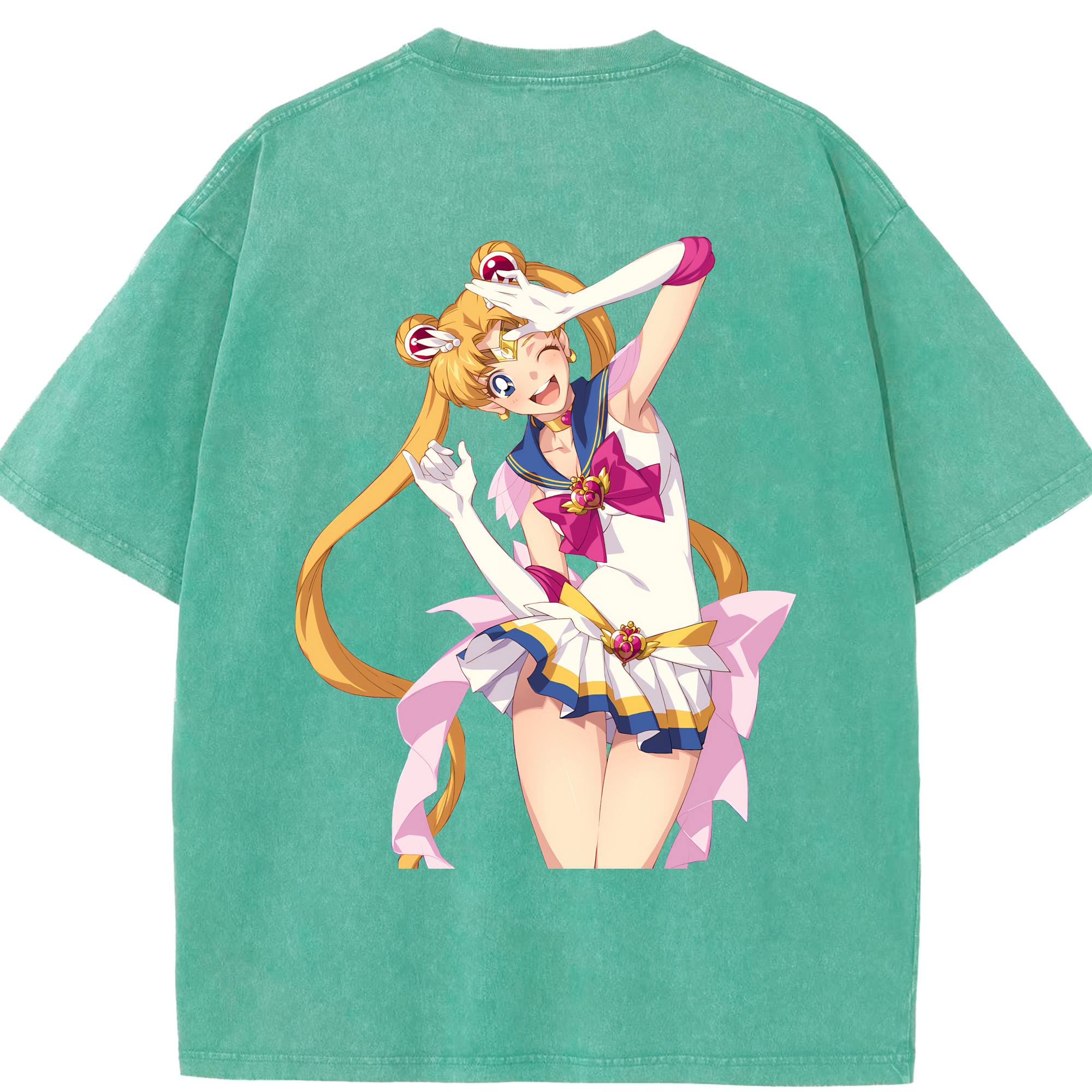 （画像用） 美少女戦士セーラームーン 月野 うさぎ つきの うさぎ Sailor Moon Tsukino Usagi 綿100% ヴィンテージ風 半袖Tシャツ（背面プリント）